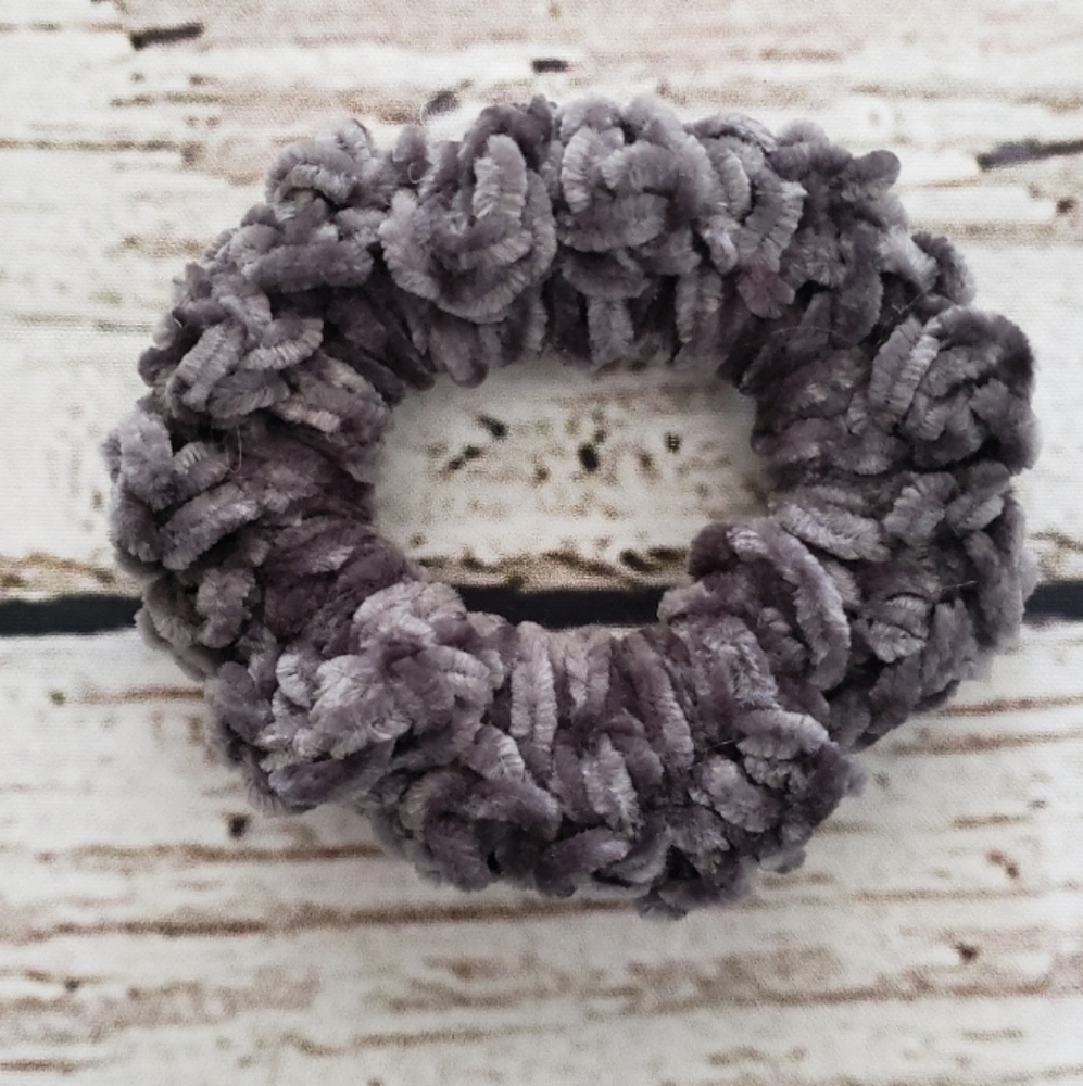 Gray crochet Velvet Scrunchie